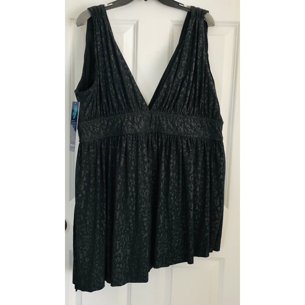 Longitude Women's Swim Dress Size24 Black Tummy Control Soft Cup Bra Long Torso - Picture 5 of 6